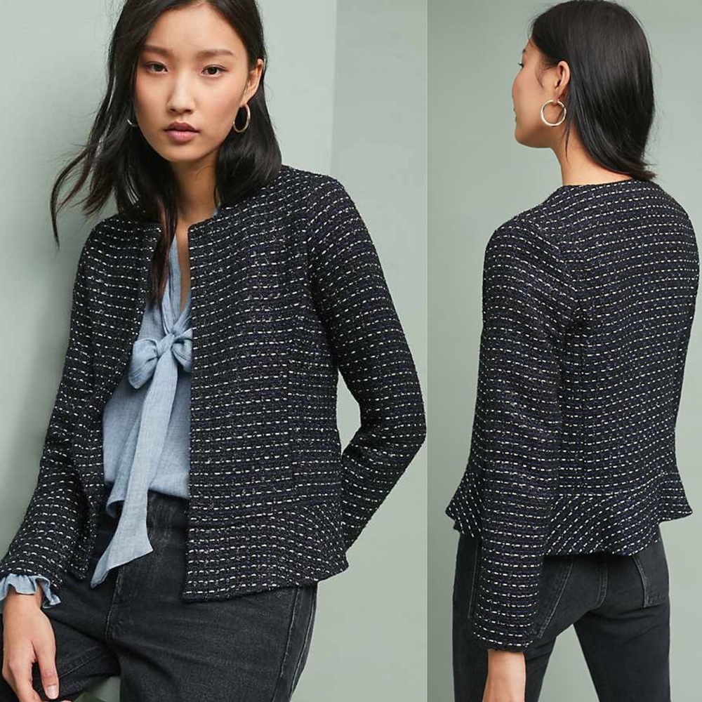 🆕 Anthropologie tweed peplum blazer
